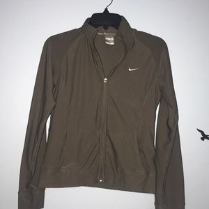 Tan dry fit zip up Nike jacket